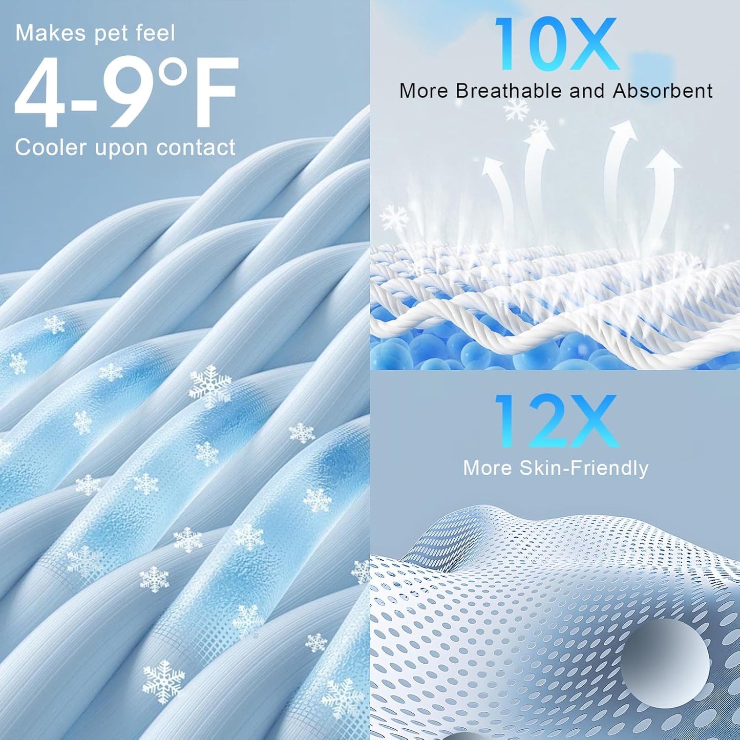 BEAUTYZOO Upgraded Dog Self Cooling Mat Ice Silk Chill Pads for Small Medium Large Dogs Q-MAX>0.43- Summer Reusable Pet Training Pad - Absorbent Non-Slip Cool Mat for Kennels, Crates, Beds, 28" x 47"