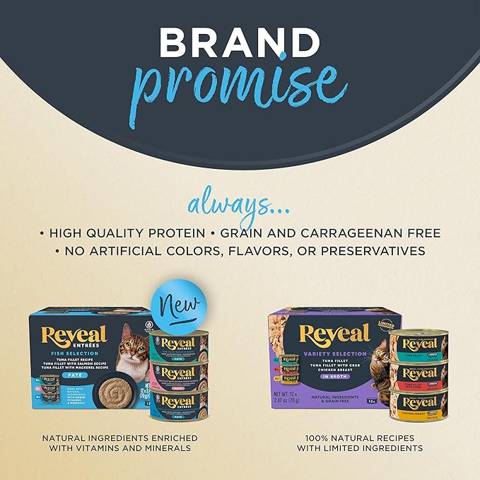Reveal Natural Wet Kitten Food, Limited and Natural Ingredients, Grain Free, High Protein with No Artificial Additives, Chicken Breast in Broth (12 x 2.47 oz Cans)