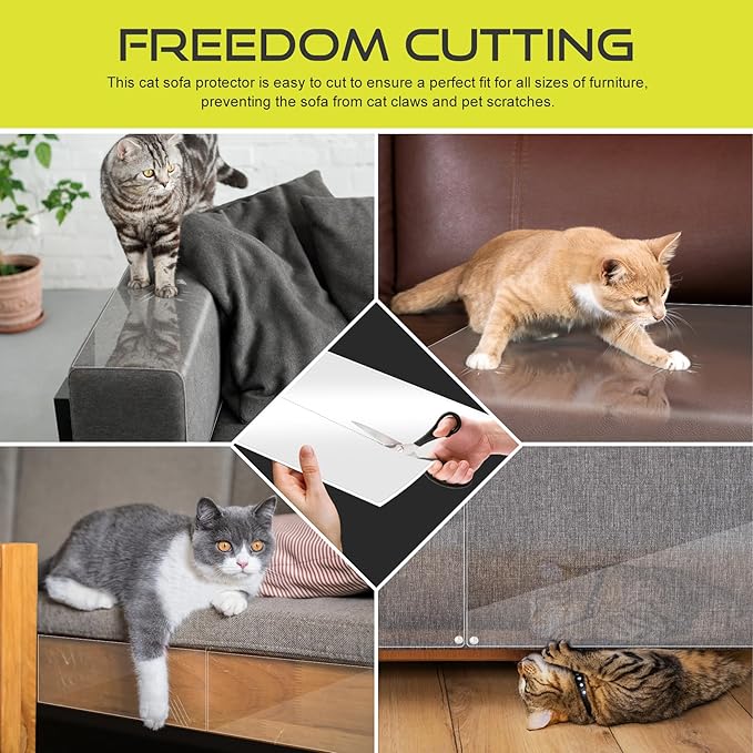 Anti Cat Scratch Furniture Protector, 12-Pack Couch Protector from Cat Claws for Sofa Corners, Walls & Doors – Heavy-Duty, Easy-to-Apply Shields with 72 Twist Pins