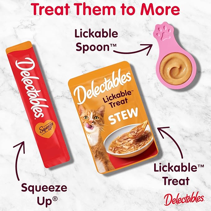 Delectables Lickable Spoon Handheld Wet Cat Treats Made with Wild-Caught Salmon, Quick & Easy Creamy Puree, Mess Free, No Added Preservatives, Salmon 96ct