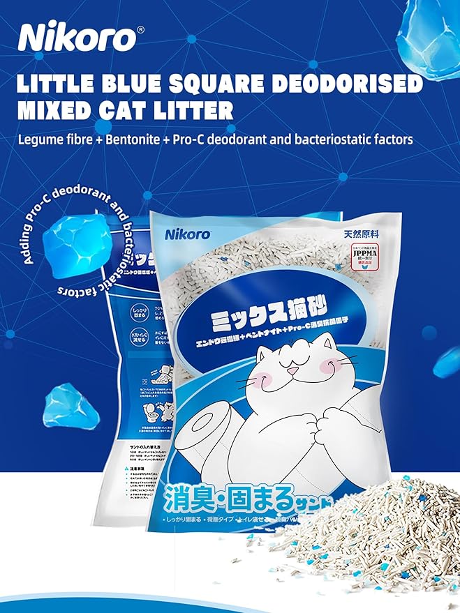 NIKORO Tofu Cat Litter,Strong Clumping Cat Litters,Odor Control and Unscented Ultra Absorbent Water Flushable Bentonite Tofu Cat Litter,Dust Free Scent Free,21 lbs(5.29 lbs×4Bags)
