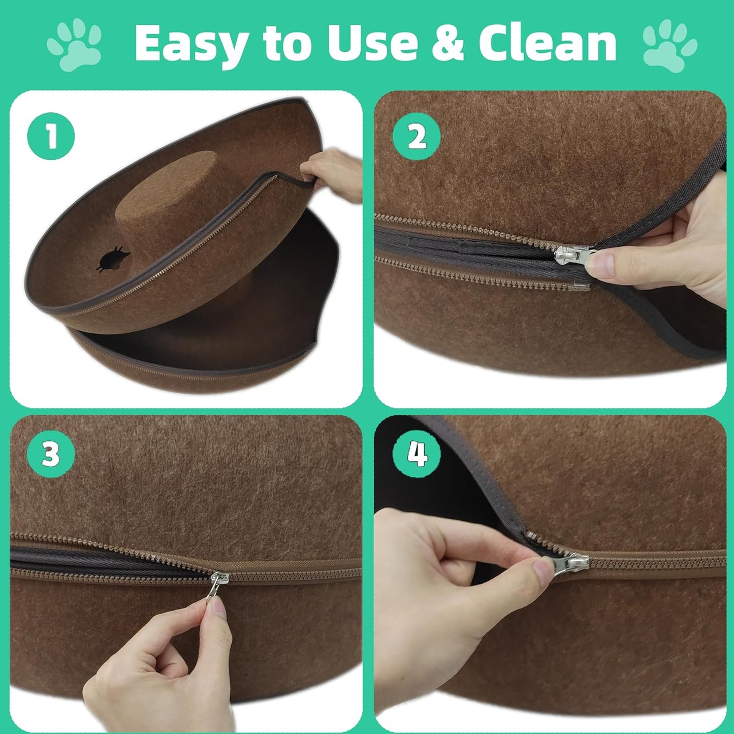 Donut Cat Tunnel Bed Peekaboo Cat Cave for Large Cats Up to 30 Lbs, Kitty Interactive Playing Tent House for Multiple Cats,Detachable,Scratch Resistant (Brown, Large - 24 Inch Diameter)