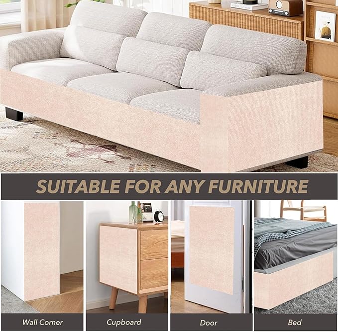 78.7"X15.8" Cat Scratching Mat, Self-Adhesive Cat Scratch Carpet, DIY Cats Scratch Furniture Protector for Couch, Sofa, Wall & Door, Durable Furniture Guards Couch Scratcher from Cats Claws (Beige)