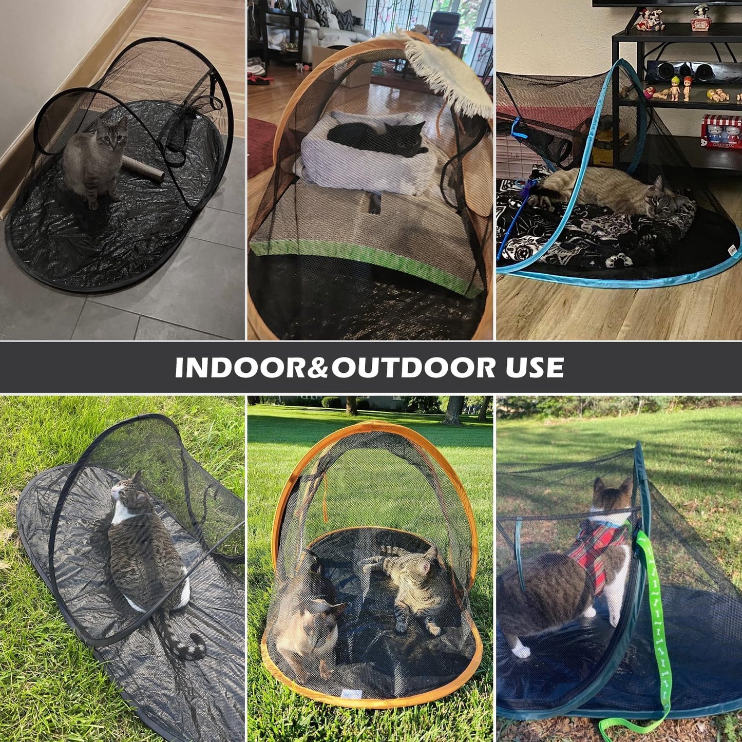 Cat Tent Outdoor, Pet Enclosure Tent Suitable for Cats and Small Animals, Indoor Playpen Portable Exercise Tent with Carry Bag(Orange)