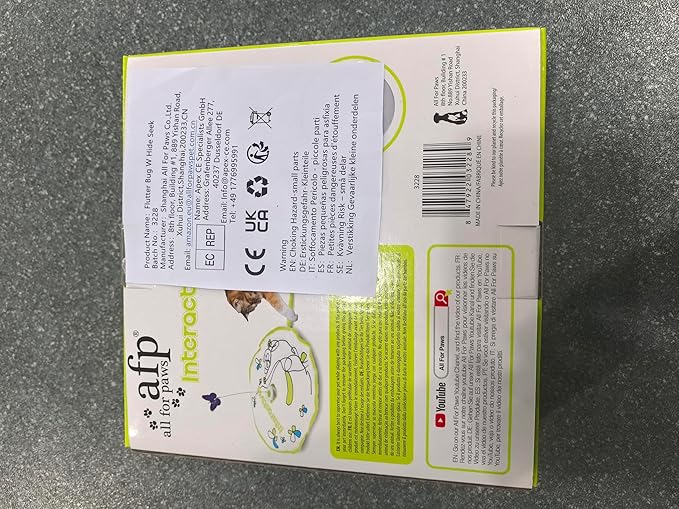 ALL FOR PAWS 2 in 1 Cat Wand Toy - Hide-N-Seek & Flutter with Butterfly Spinner & Moving Feather for Indoor Cats