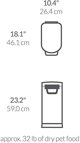 simplehuman 30 Liter, 32 lb / 14.5 kg Large Pet Food Storage Container for Dog Food, Cat Food, and Bird Feed, Brushed Stainless Steel