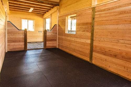 American Floor Tiles - Heavy Duty Stall Tiles - Stable/Horse Tiles - Thick, Durable Rubber Flooring Solid Black 8' x 8' Set 1/2" Thick (16 Tiles Total)