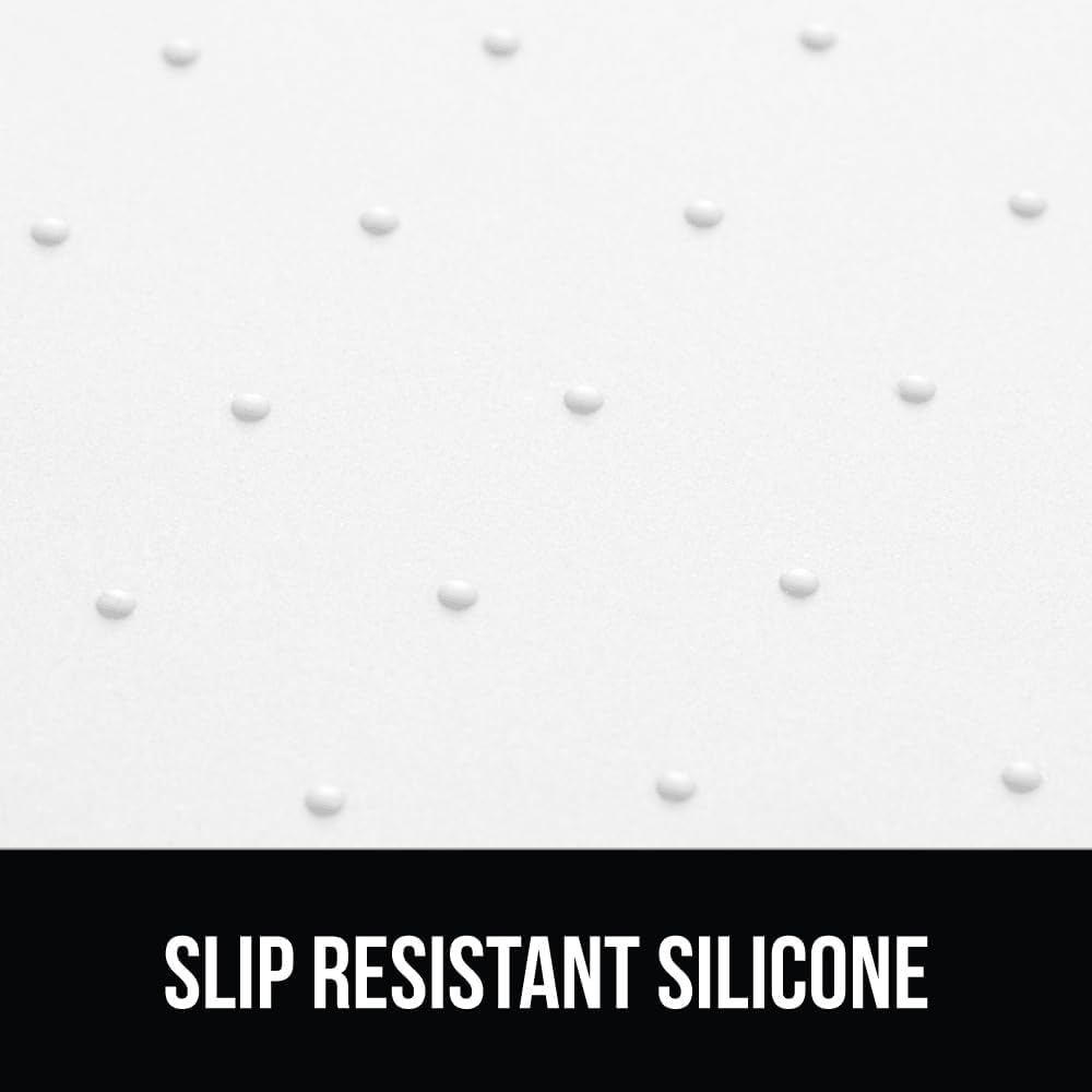 GORILLA GRIP 100% Waterproof Raised Edge BPA Free Silicone Pet Feeding Mat, Dog Cat Food Mats Contain Spills Protects Floors, Placemats for Cats and Dogs Water Bowl, Pets Accessories 18.5x11.5 White