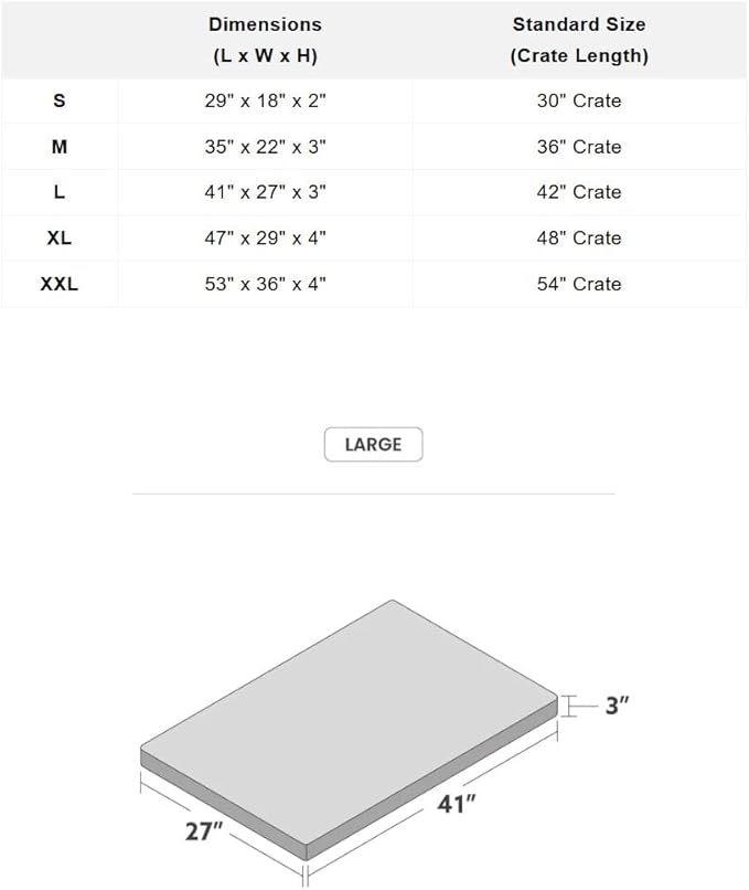 K9 Ballistics Tough Ripstop Orthopedic Crate Bed - Durable Kennel Pad with Washable Cover for Large Dogs, 41 x 27 fits 42” Wire Crate, Tan