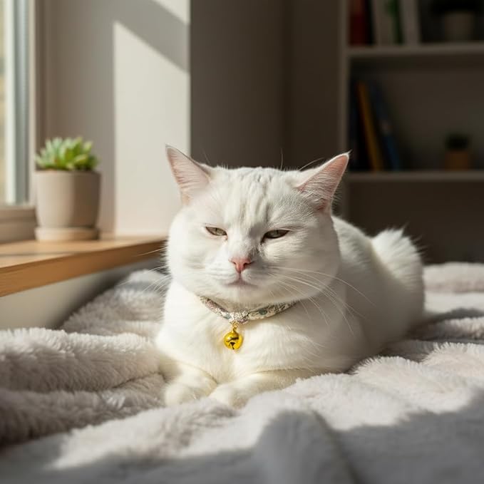 Handmade Cotton Cat Collar with Bell – Adjustable Slip-On Design, No Buckle, Lightweight Rope Collar for Kittens, Indoor Cats, and Small Pets (FAE)