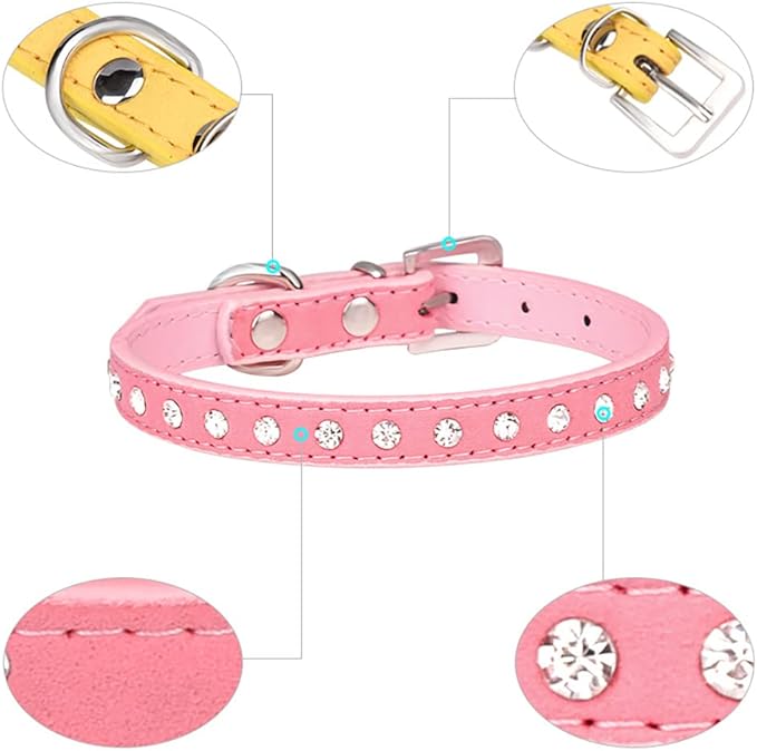 Red Rhinestone Dog Collars for Small Dogs, Pretty Bling Puppy Collar Crystal Jewel Glitter Diamond Cat Collar for XXS Xs Small Medium Pet Female Dogs Girl, S