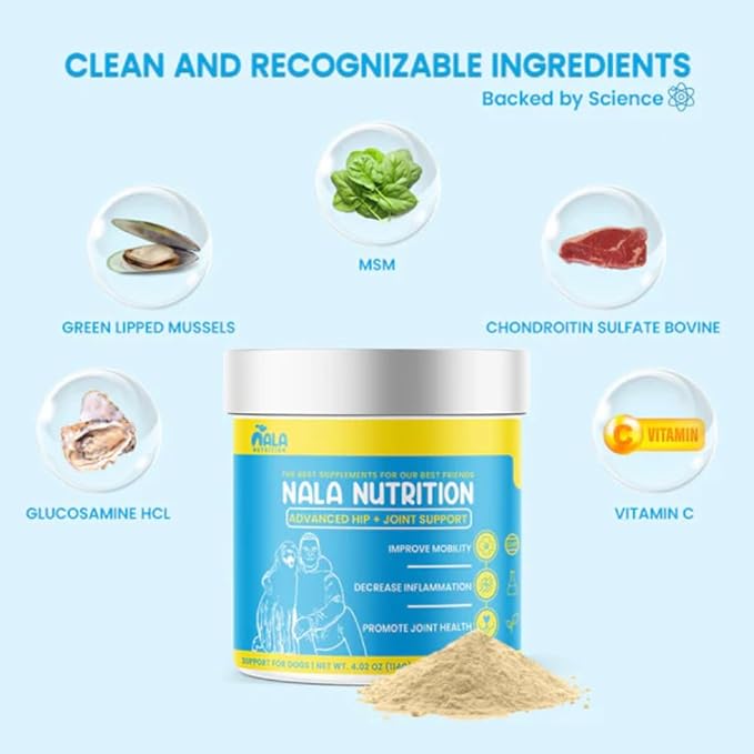 Advanced Hip and Joint Supplement for Dogs | Chondroitin, Vitamin and Glucosamine for Dogs | Dog Joint Supplement for Health + Mobility | 120 Scoops