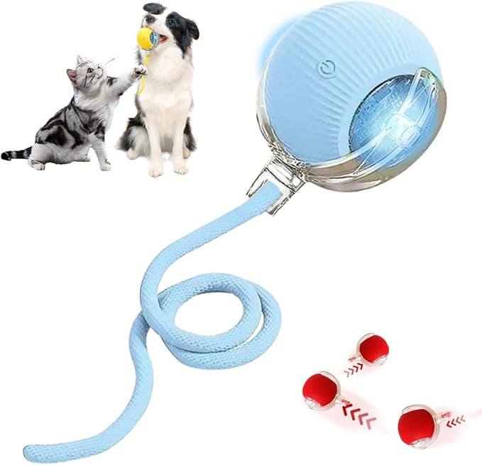 soputry Interactive Cat Toy Ball, Automatic Moving Cat Toys for Indoor Cats Fast Rolling on Carpet, Chirping & Motion Activate Cat Toys (Blue 2pcs)