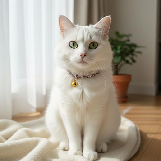 Handmade Cotton Cat Collar with Bell – Adjustable Slip-On Design, No Buckle, Lightweight Rope Collar for Kittens, Indoor Cats, and Small Pets (Dusk)