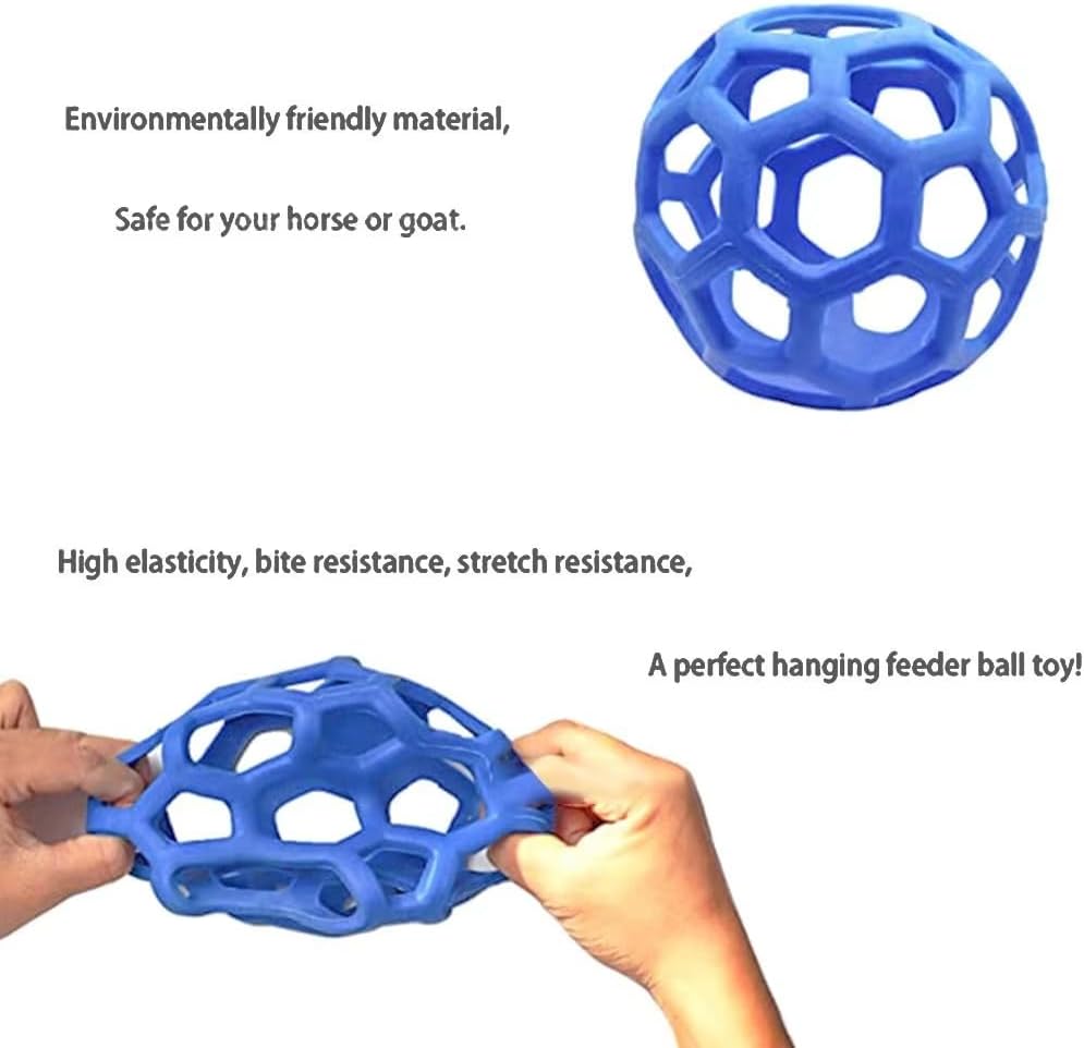 3PCS Hay Feeder Ball Toy for Horses, Goats & Livestock – Rainbow Colors with Hanging Red Cord, Stress Relief & Boredom Prevention (Green, Blue, Red)