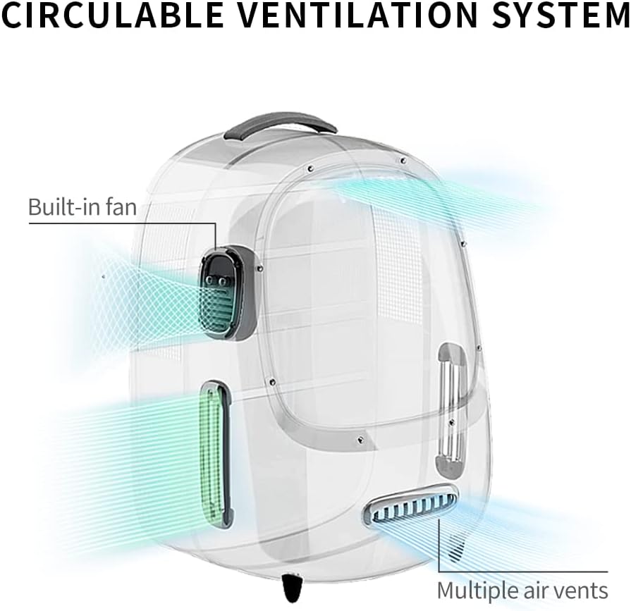 PETKIT Cat Backpack Carrier with Inbuilt Fan & Light, Airline-Approved Pet Backpack Bubble for Kitty Small Dog, Detachable Dog Backpack with Padded Strap for Travel, Hiking, Walking & Outdoor