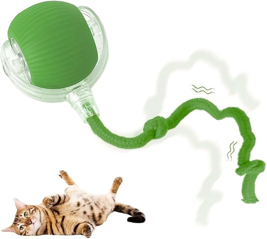 soputry Interactive Cat Toy Ball, Automatic Moving Cat Toys for Indoor Cats Fast Rolling on Carpet, Chirping & Motion Activate Cat Toys (Green 2pcs)