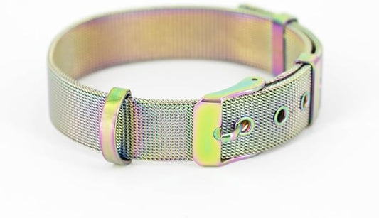 Stainless Steel Waterproof Medium Rainbow Adjustable Breathable Belt Pet Collar Dog Cat Kitten Imitation Woven Tape Slip Durable Stainless Steel Waterproof Small Choker