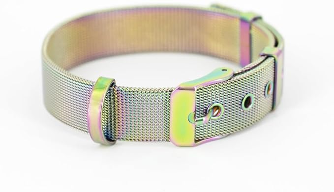 Stainless Steel Waterproof Big Rainbow Adjustable Breathable Belt Pet Collar Dog Cat Kitten Imitation Woven Tape Slip Durable Stainless Steel Waterproof Small Choker