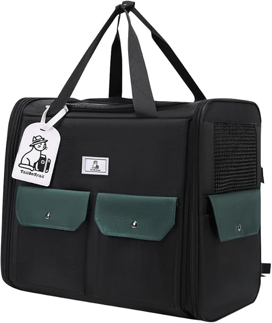 Dog Backpack, Pet Backpack with Breathable Mesh, Pet Travel Carrier with Soft Padded, Reinforced Support, Airline Approved Cat Backpack(Black)