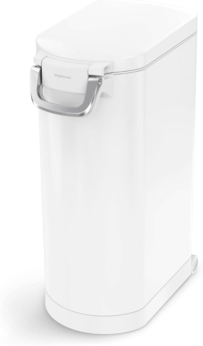 simplehuman 35 Liter, 40 lb / 18.1 kg X-Large Pet Food Storage Container for Dog Food, Cat Food, and Bird Feed, White