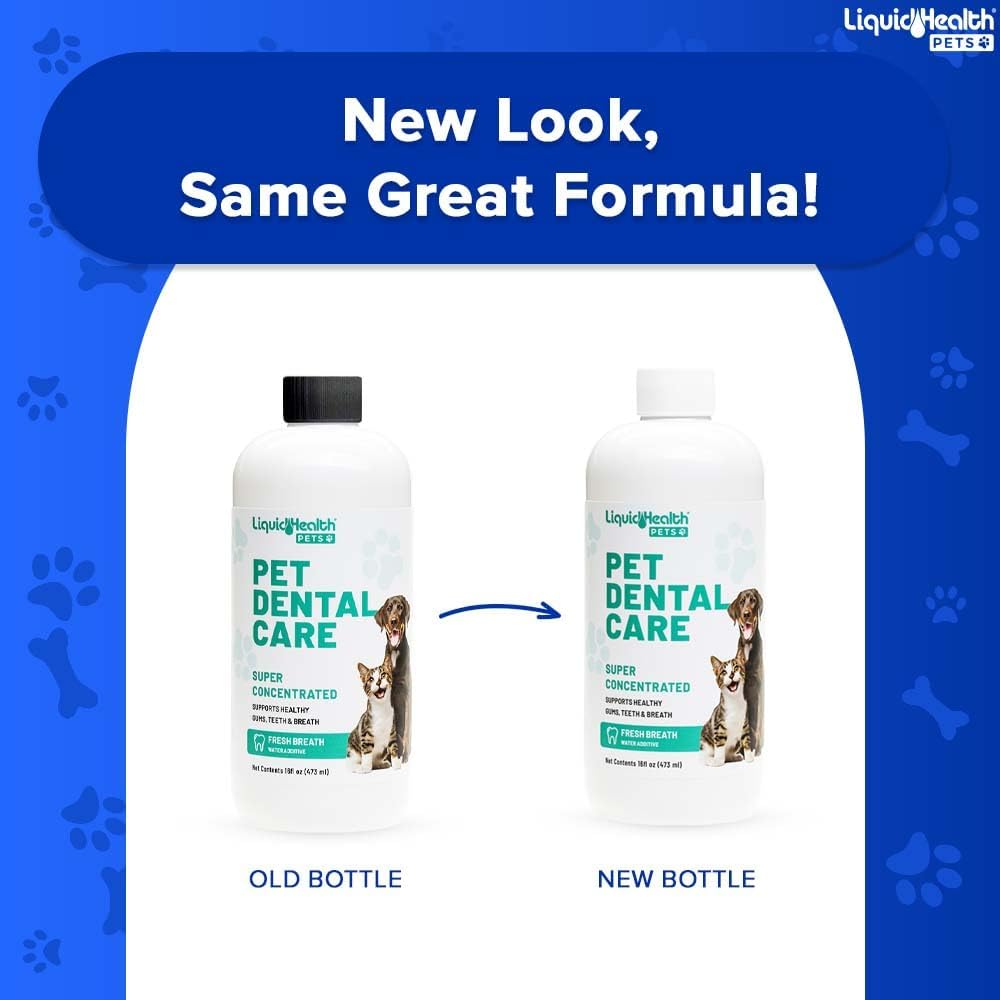 LIQUIDHEALTH Pet Dental Care Water Additive for Dogs & Cats - Fast Acting Pet Bad Breath Freshener, Dog Mouth Wash, Animal Oral Dental Rinse, Plaque & Tartar Teeth Cleaning Solution (3-Pack)