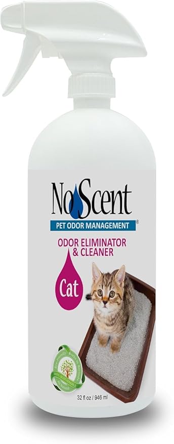 No Scent - Cat Litter Box Cleaner - 32 Fl Oz (946 mL)- Odor & Stain Remover with Probiotic Formula - Freshener for Furniture, Fabric, Hard Surfaces & Car