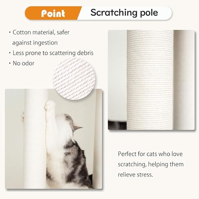Cat Tree for Large Cat, Modern Senior Friendly Cat Tower with Wide Shelves Low Step, Cotton Scratching Posts, Super Sturdy Base, Cozy Perches, and Interactive Toys (Gray)