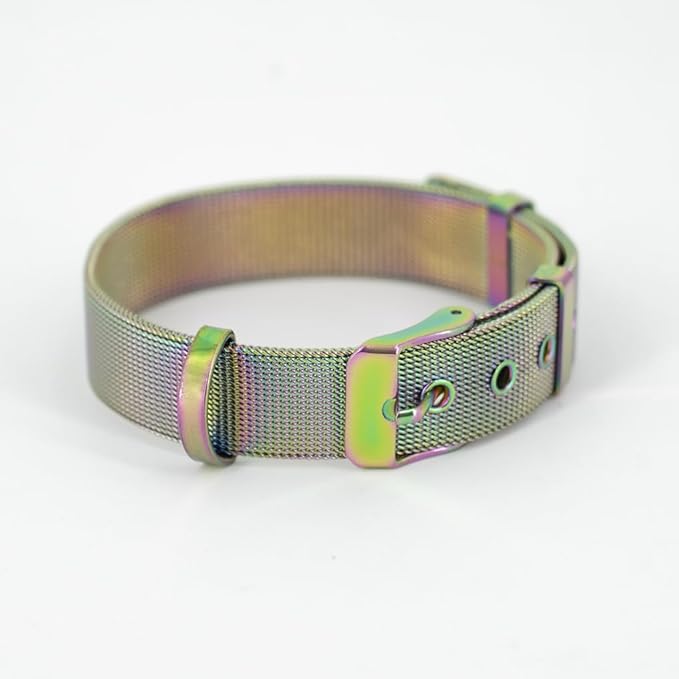 Stainless Steel Medium Rainbow Adjustable Breathable Belt Pet Collar Dog Cat Kitten Waterproof S/M/L 14mm Woven Tape Slip Durable Stainless Steel Choker