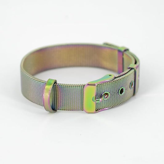 Stainless Steel Medium Rainbow Adjustable Breathable Belt Pet Collar Dog Cat Kitten Waterproof S/M/L 14mm Woven Tape Slip Durable Stainless Steel Choker
