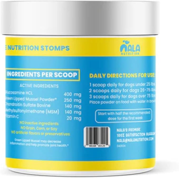 Advanced Hip and Joint Supplement for Dogs | Chondroitin, Vitamin and Glucosamine for Dogs | Dog Joint Supplement for Health + Mobility | 120 Scoops