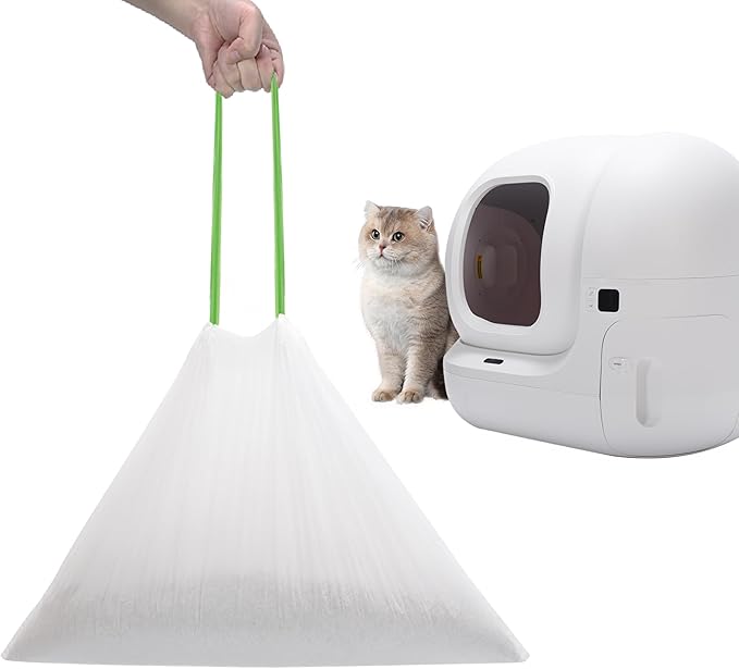 67 Count Cat Litter Bags Compatible with Pet Pura MAX Self-Cleaning Litter Box&MeoWant-SCO1, Drawstring Kitty Liners, Disposable Replacement Poop Trash Bag, Durable Leak-proof - 21" x 15.7 "