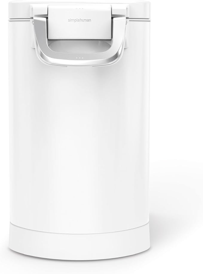 simplehuman 25 Liter, 27 lb / 12.2 kg Medium Pet Food Storage Container for Dog Food, Cat Food, and Bird Feed, White