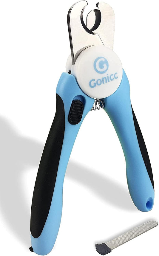 gonicc Professional Small Dog and Cat Nail Clippers Sharp Stainless Steel Pet Nail Trimmers(with Free Nail File in Handle), with Safety Guard to Avoid Overcutting
