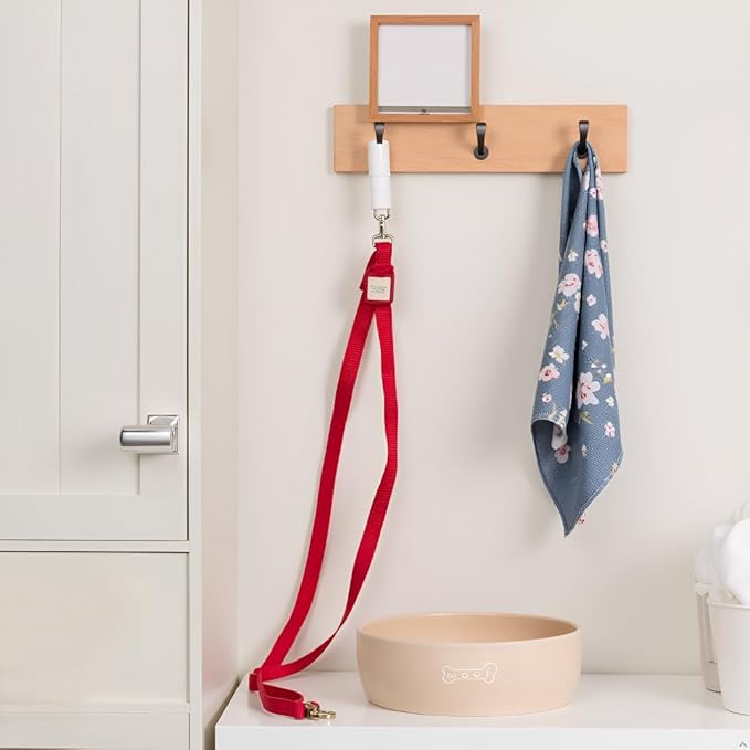 Pearhead Ceramic Dog Bowl – Neutral Taupe “Woof” Design, Holds 3 Cups, Non-Skid Stoneware Pet Feeding Dish, Medium