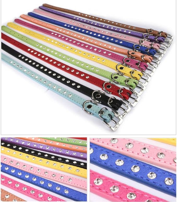 Black Bling Dog Collars for Small Dogs, Pretty Sparkle Diamond Puppy Collar Crystal Jewel Glitter Rhinestone Cat Collar for XXS Xs Small Medium Pet Female Dogs Girl, S