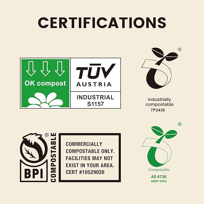 SUPERBIO 2.6 Gallon Compostable Bags, 100 Count, 2 Pack, 9.84L, Handle Tie Food Waste Bags, BPI and OK compost INDUSTRIAL Certified