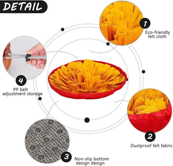 AWOOF Pet Snuffle Mat for Dogs, Interactive Feed Game for Boredom, Encourages Natural Foraging Skills for Cats Dogs Bowl Travel Use, Dog Treat Dispenser Indoor Outdoor Stress Relief (Yellow)