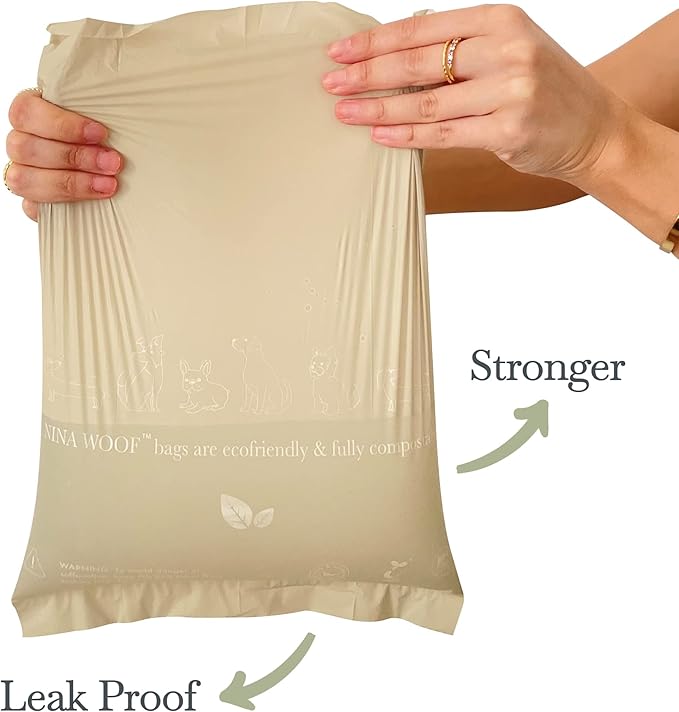 100% Certified Home Compostable and Biodegradable Dog Poop Bags - ASTM D6400 & EN 13432 Compliant Dog Waste Bags – 60 Bags – 4 x Rolls of Plant Based Compostable Poop Bag