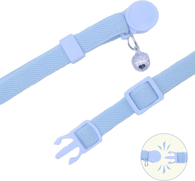 Breakaway Cat Collar with Bell, Safety Buckle Kitten Collar, Elastic Strech Quick Release, Adjustable Lightweight Collars for Girl Boy Cats, Pet Supplies, Accessories, Gifts Blue