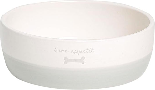 Pearhead Ceramic Bone Appétit Dog Bowl, Holds 2 Cups, Stoneware Food and Water Dish, Microwave and Dishwasher Safe, Small/Medium