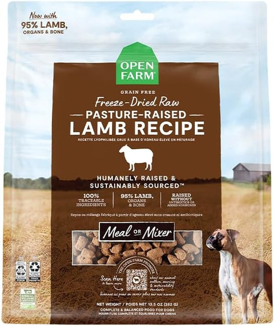 Open Farm Freeze Dried Raw Dog Food, Humanely Raised Meat Recipe with Non-GMO Superfoods and No Artificial Flavors or Preservatives (3.5 Ounce (Pack of 1), Pasture Raised Lamb)