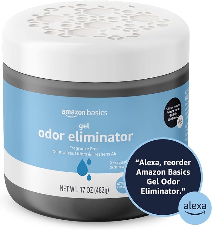 Amazon Basics Gel Odor Eliminator, Activated Charcoal, Fragrance Free, 17 Oz, Pack of 1