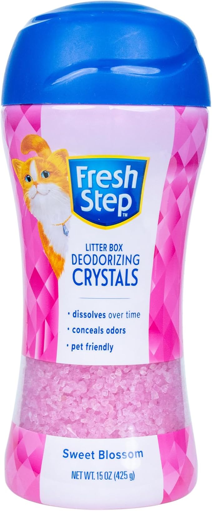 Fresh Step Cat Litter Crystals in Sweet Blossom Scent - Cat Litter Box Deodorizer - Combats Odors and Neutralizes Smells to Keep Your Home Clean, 15 Ounce