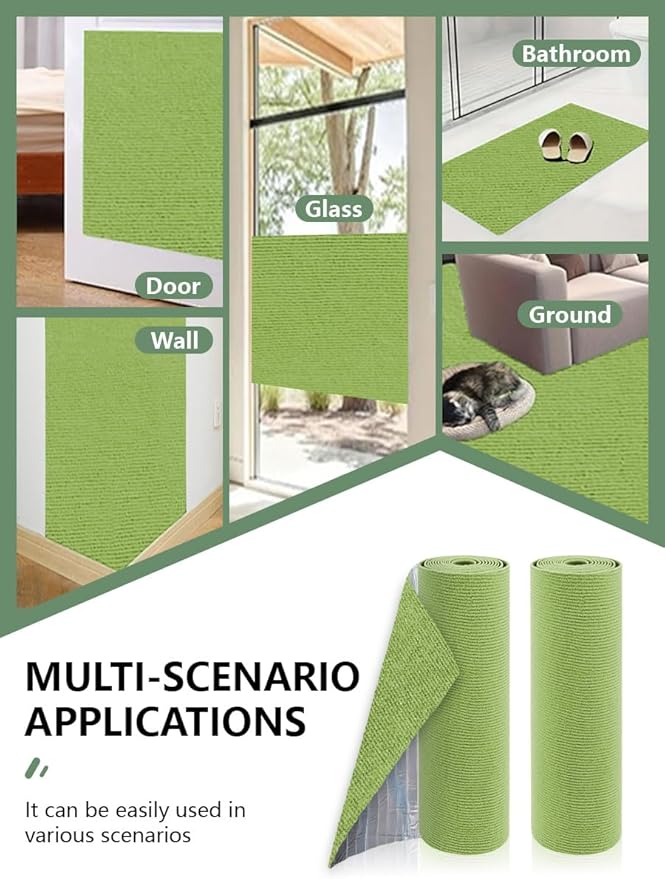 Cat Scratch Couch Furniture Protector, Adhesive Cat Scratch Pad Deterrent for Furniture, DIY Climbing Cat Scratcher Couch Protector from Cat Claws Scratching for Indoor (Green, 78.7x15.8Inch)