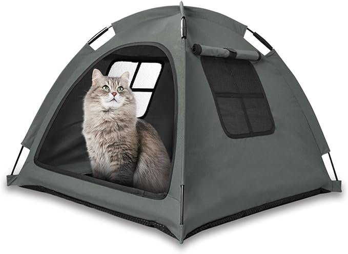 Grey Cat Tent House、Cat's Nest, Portable Indoor/Outdoor Pet Tent House for Cats, Puppies and Other Small Animals