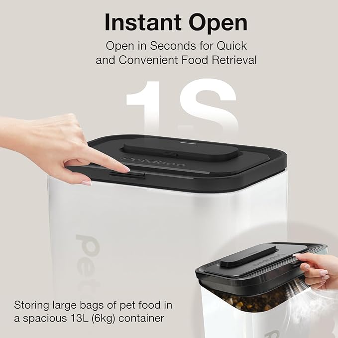 Vacuum Dog Food Storage Container, Airtight Pet Food Container, 13L Dry Pet Food Bucket for Dogs Cats Rechargeable Sealed Food Storage Bin with lid & Scoop