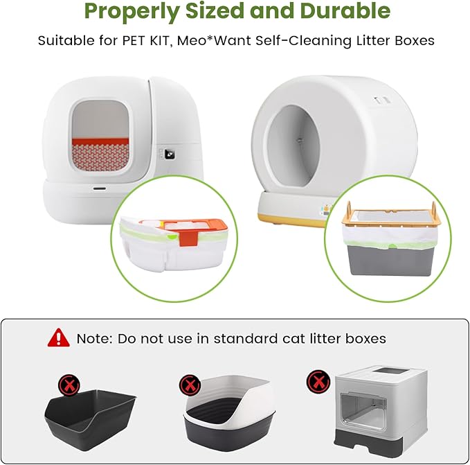 67 Count Cat Litter Bags Compatible with Pet Pura MAX Self-Cleaning Litter Box&MeoWant-SCO1, Drawstring Kitty Liners, Disposable Replacement Poop Trash Bag, Durable Leak-proof - 21" x 15.7 "