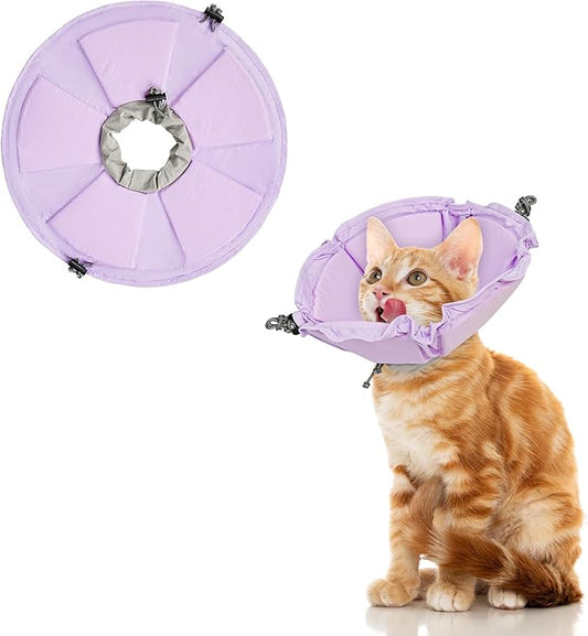 Cat Cone Collar Soft, Adjustable Elizabethan Collar for Cats to Stop Licking, Comfortable Lightweight Kitten Cone for Wound Healing and Surgery Recovery,Purple M
