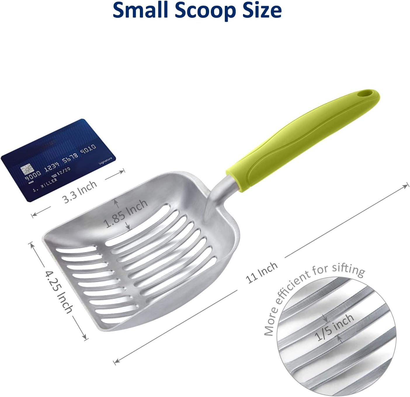 WePet Cat Litter Scoop, Aluminum Alloy Sifter, Kitty Metal Scooper, Deep Shovel, Long Handle, Poop Sifting, Kitten Pooper Lifter, Durable, Heavy Duty, for Litter Box
